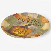 Assiettes En Carton Bonne Halloween Jack O'Lantern Citrouille (Angle)