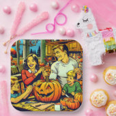 Assiettes En Carton Bonne Halloween Nostalgale Citrouilles de la sculp (Fête)