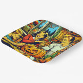 Assiettes En Carton Bonne Halloween Nostalgale Citrouilles de la sculp (Angulaire)