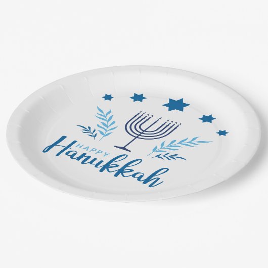 Assiettes En Carton Bonne Hanoukka Menorah Stars (Angle)