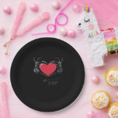 Assiettes En Carton Bonne Journée ! Squelette Mains Avec Coeur Classiq (Fête)