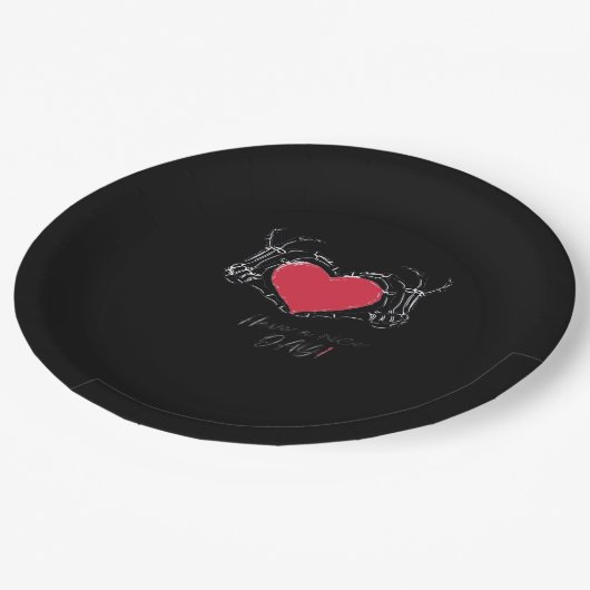 Assiettes En Carton Bonne Journée ! Squelette Mains Avec Coeur Classiq (Angle)