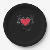 Assiettes En Carton Bonne Journée ! Squelette Mains Avec Coeur Classiq (Devant)