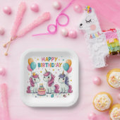 Assiettes En Carton Bonne licorne d'anniversaire (Fête)