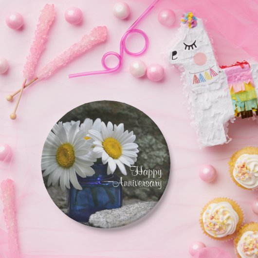 Assiettes En Carton Bonne marguerite Anniversaire Plaque en papier (Fête)