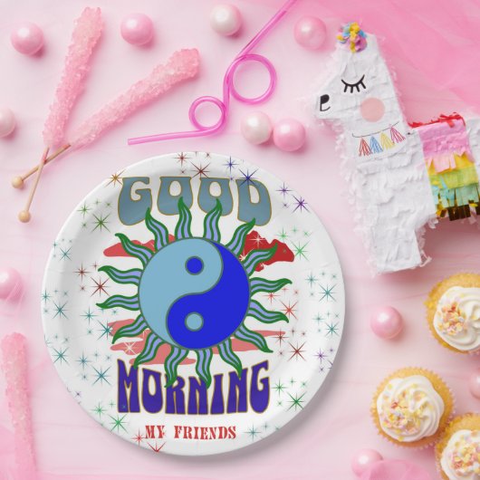 ASSIETTES EN CARTON BONNE MATINÉE, PLAQUE DE PAPIER (Fête)