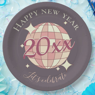 Assiettes En Carton Bonne nouvelle année 2025 décoration rétro de la v