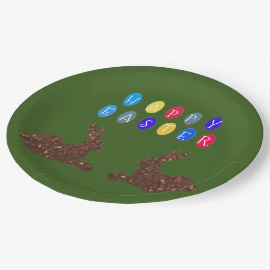 Assiettes En Carton Bonne Pâques, lapins Plaques papier personnalisées (Angle)