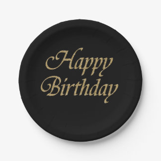 Assiettes En Carton Bonne Parties scintillant d'anniversaire Gold Mode