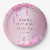 Assiettes En Carton Bonne Parties scintillant d'anniversaire gouttes r (Devant)