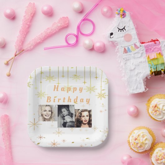 Assiettes En Carton Bonne Parties scintillant or d'anniversaire toutes (Fête)