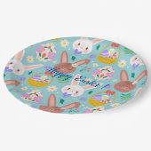 Assiettes En Carton Bonne Personnaliser Pâques de mignons lapins (Angle)