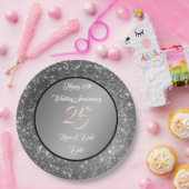 Assiettes En Carton Bonne Personnaliser Parties scintillant d'argent 2 (Fête)