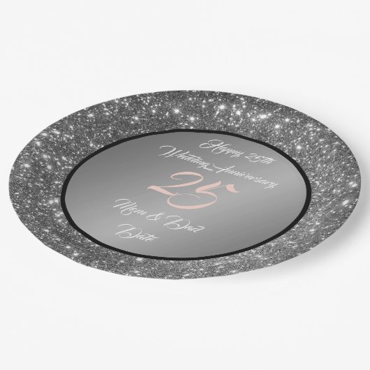 Assiettes En Carton Bonne Personnaliser Parties scintillant d'argent 2 (Angle)