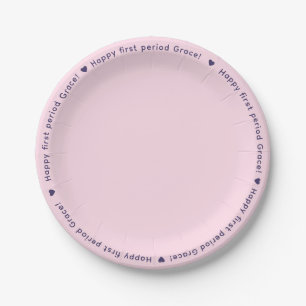 Assiettes En Carton Bonne Première Période Pink Purple Nom Bordure