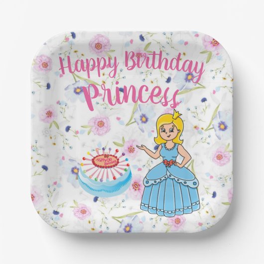 Assiettes En Carton Bonne princesse d'anniversaire (Recto)