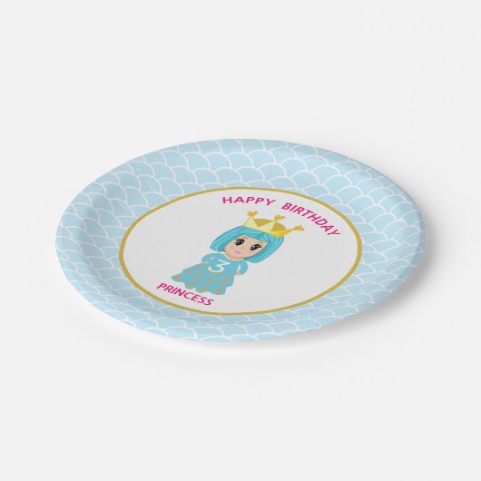 Assiettes En Carton Bonne princesse d'anniversaire (Angle)