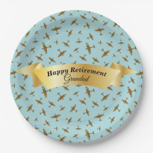 Assiettes En Carton Bonne retraite Grand avion militaire Imprimer