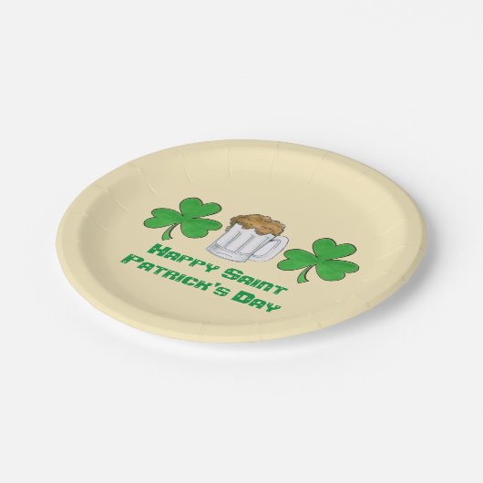 Assiettes En Carton Bonne Saint Patrick's Day Bière Shamrock vert (Angle)
