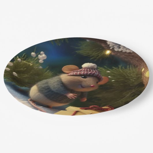 Assiettes En Carton Bonne Souris d'hiver avec plaque de papier (Angle)