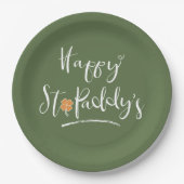 Assiettes En Carton Bonne St. Paddy's Orange Shamrock ID336 (Devant)