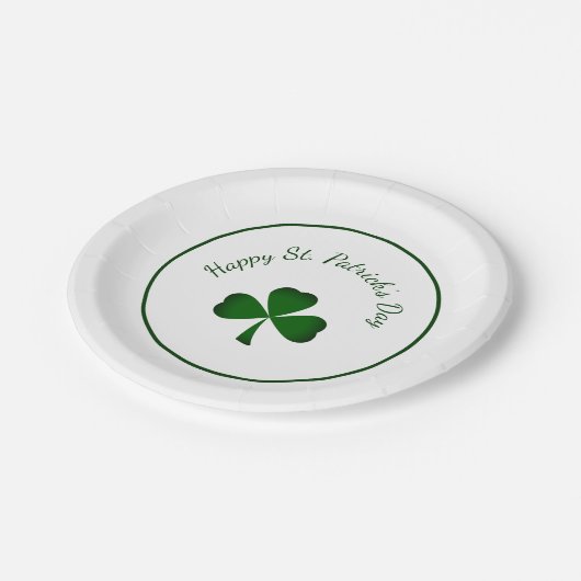 Assiettes En Carton Bonne St. Patrick's Day shamrock vert (Angle)