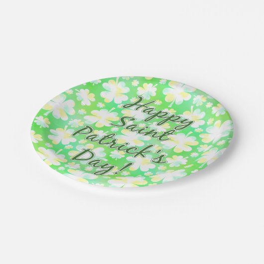 Assiettes En Carton Bonne St Patrick's Day Shamrocks Aquarelle rétro (Angle)