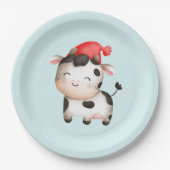 Assiettes En Carton Bonne vache dans un Casquette rouge mignon (Devant)