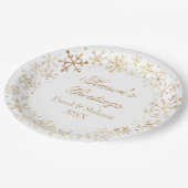 Assiettes En Carton Bonnes Fêtes blanches or (Angle)