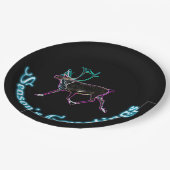 Assiettes En Carton Bonnes Fêtes - Caribou électrique (Angle)