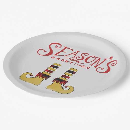 Assiettes En Carton Bonnes Fêtes Elf Chaussures (Angle)