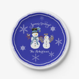 Assiettes En Carton Bonnes Fêtes Fête de neige Snowmen Snowflake