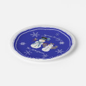 Assiettes En Carton Bonnes Fêtes Fête de neige Snowmen Snowflake (Angle)