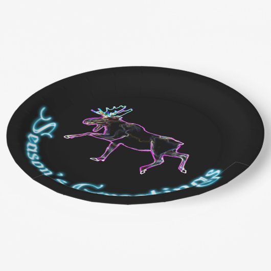 Assiettes En Carton Bonnes Fêtes - Oie électrique (Angle)