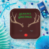 Assiettes En Carton Bonnes Fêtes Plaques de papier Rudolph (Fête)