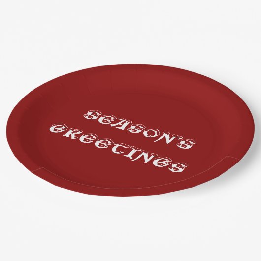 Assiettes En Carton Bonnes Fêtes rouge foncé (Angle)