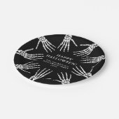 Assiettes En Carton Bony Skeleton Mains sur Black Halloween heureux (Angle)