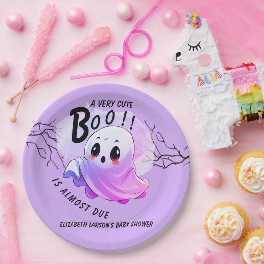 Assiettes En Carton Boo Baby shower Halloween violet à thème mignon fê (Fête)