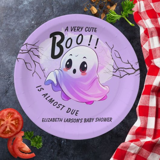 Assiettes En Carton Boo Baby shower Halloween violet à thème mignon fê