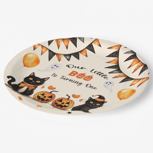 Assiettes En Carton Boo Black Cat Halloween Party Turc Un (Angle)