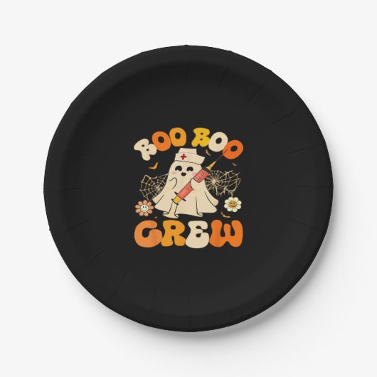 Assiettes En Carton Boo Boo Crew Funny Ghost For Nurse, Retro Hallowee (Devant)