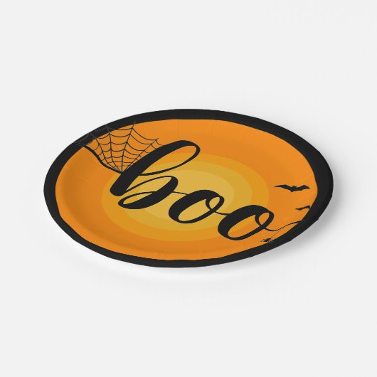 Assiettes En Carton Boo chauves-souris spider web typographie hallowee (Angle)