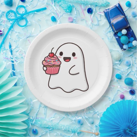 Assiettes En Carton Boo day cupcake rose (Fête)