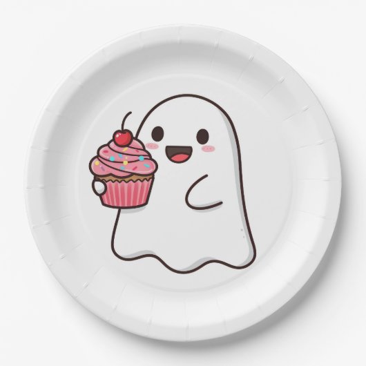 Assiettes En Carton Boo day cupcake rose (Devant)