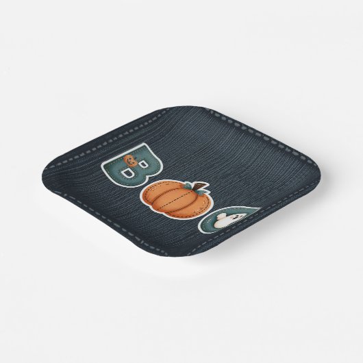 Assiettes En Carton BOO Denim Rustic Country Citrouille Ghost Hallowee (Angulaire)