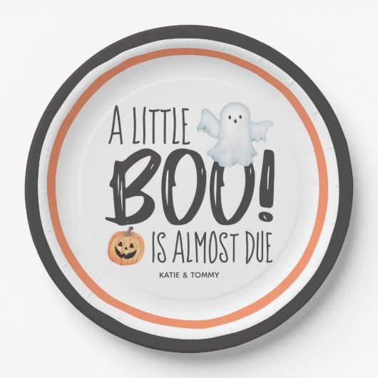 Assiettes En Carton Boo Ghost Jack O'Lantern Baby shower d'Halloween (Devant)