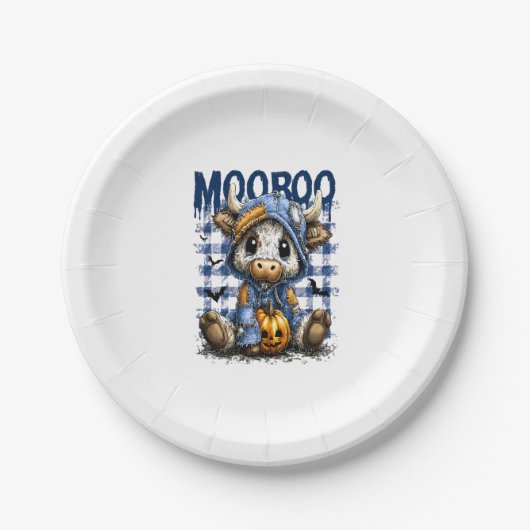 Assiettes En Carton Boo Halloween Vache Éffrayante Highland (Devant)