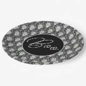Assiettes En Carton Boo ! Plaque en papier Damas de crâne gothique (Angle)