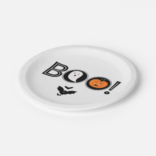 Assiettes En Carton Boo ! Plaque en papier d'Halloween (Angle)