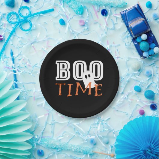 Assiettes En Carton BOO TIME Ghost Cute Halloween Plaques de fête (Fête)